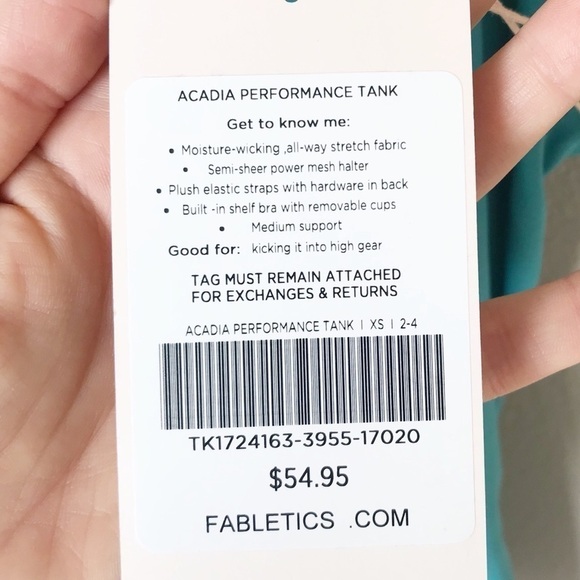 Fabletics NWT Acadia Performance Tank XS Teal - Picture 7 of 8